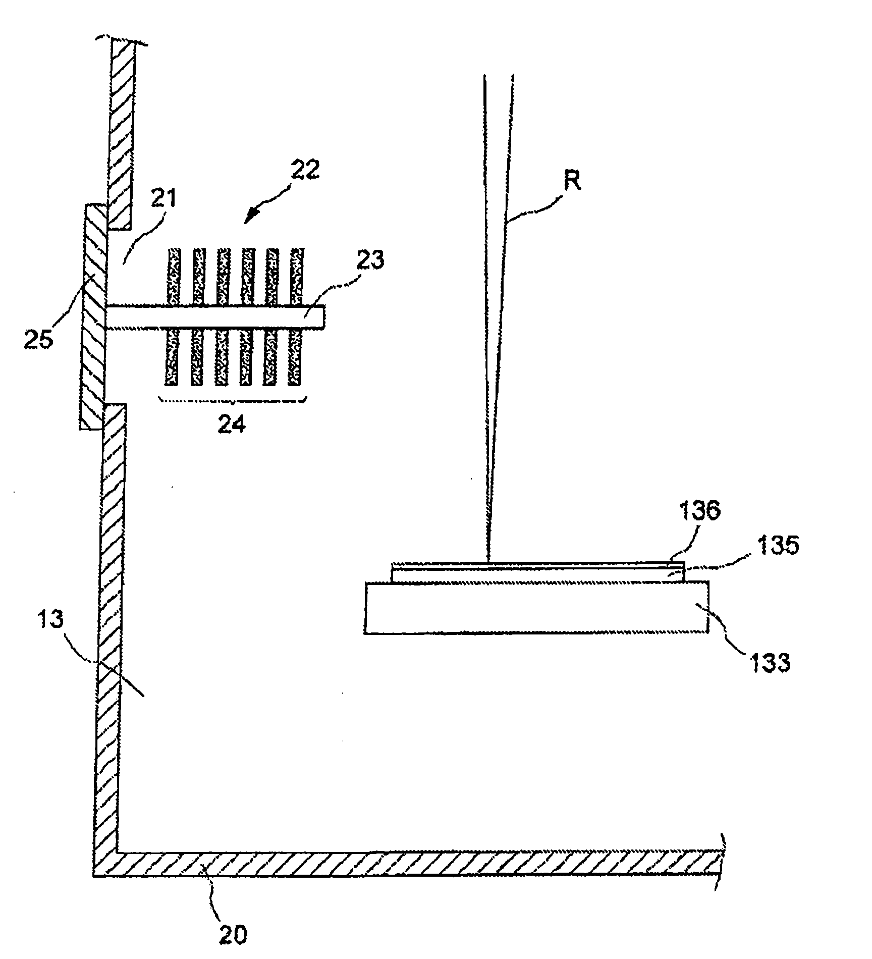 Lithography apparatus using extreme uv radiation and having a volatile organic compounds sorbing member comprising a getter material