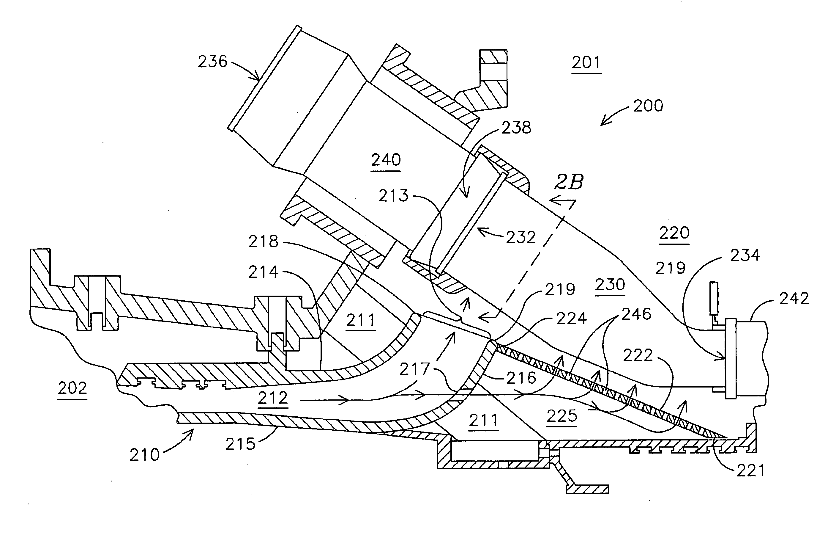 Gas turbine engine curved diffuser with partial impingement cooling apparatus for transitions