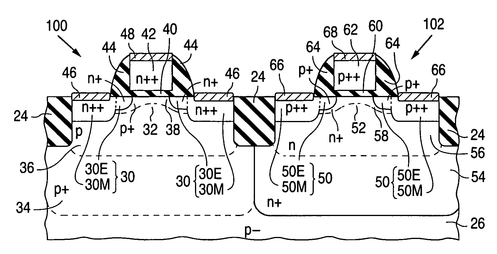 Semiconductor structure having n-channel channel-junction field-effect transistor