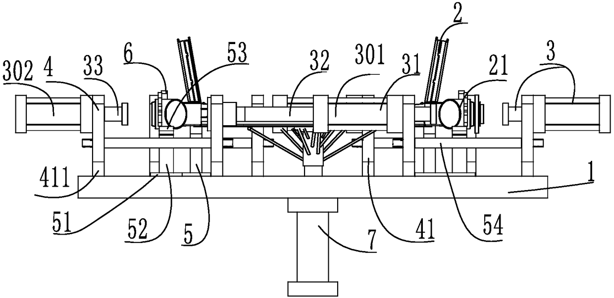 Synchronous positioning and press-fitting device for multi-station rear axle bearing