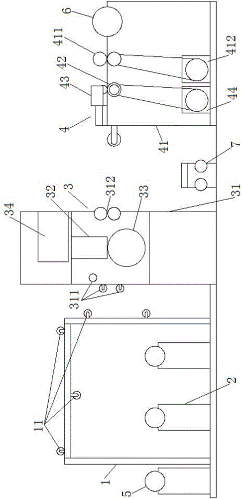 Heating bag cloth forming and cutting integrated production line