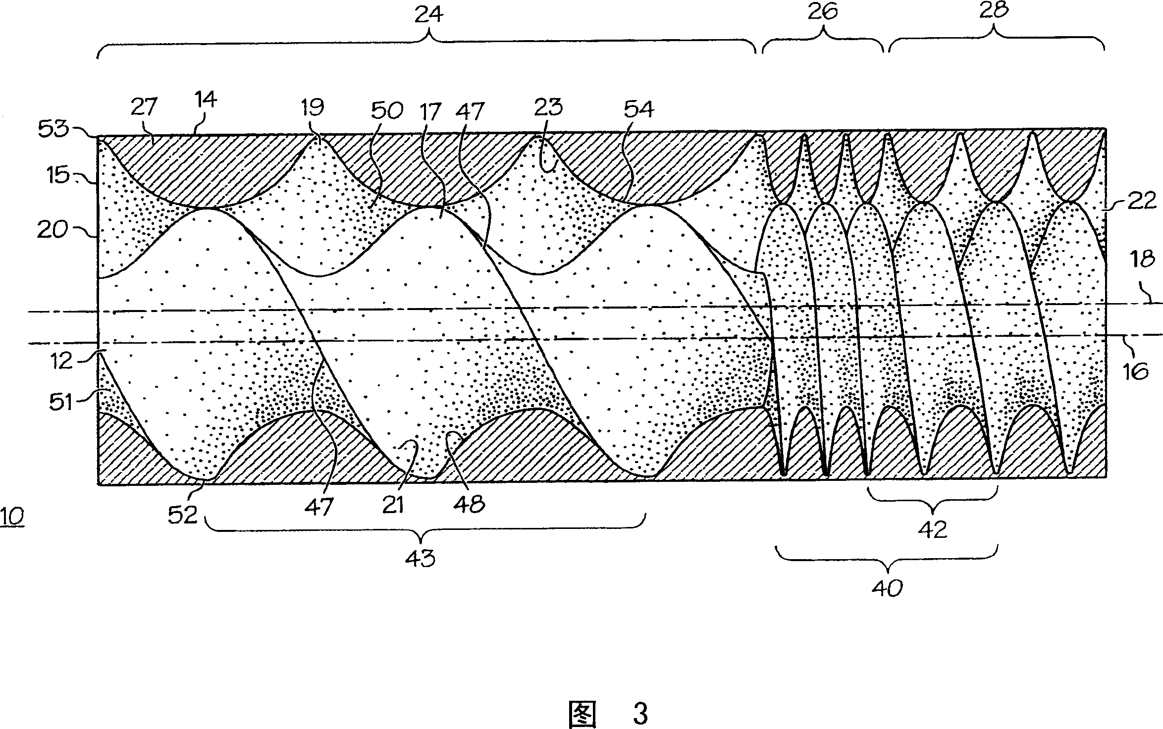 Axial flow positive displacement gas generator with combustion extending into an expansion section