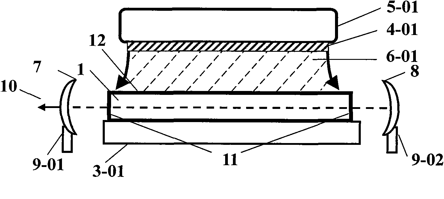Self-frequency doubling laser with function of single beam laser output or linear laser output