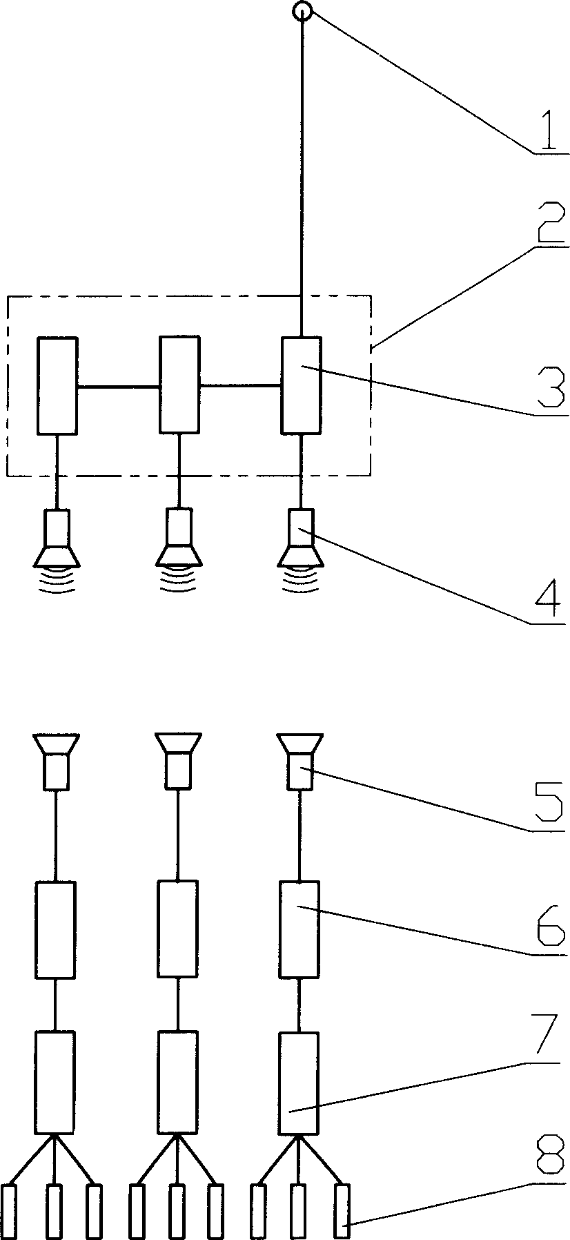 Transfer type radio fixed wide band inserting technology