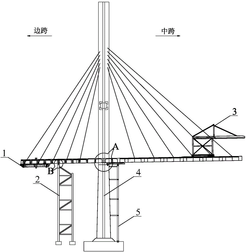 Double suspension arm construction method of ultra-asymmetry combined beam