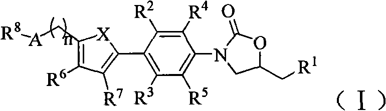 Oxazolidinone antibiotics containing five-membered heterocycles