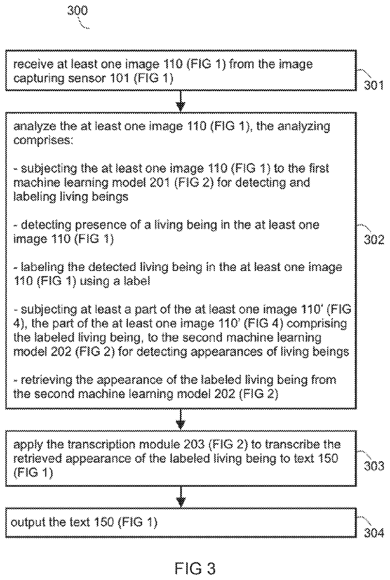 A medical device for transcription of appearances in an image to text with machine learning