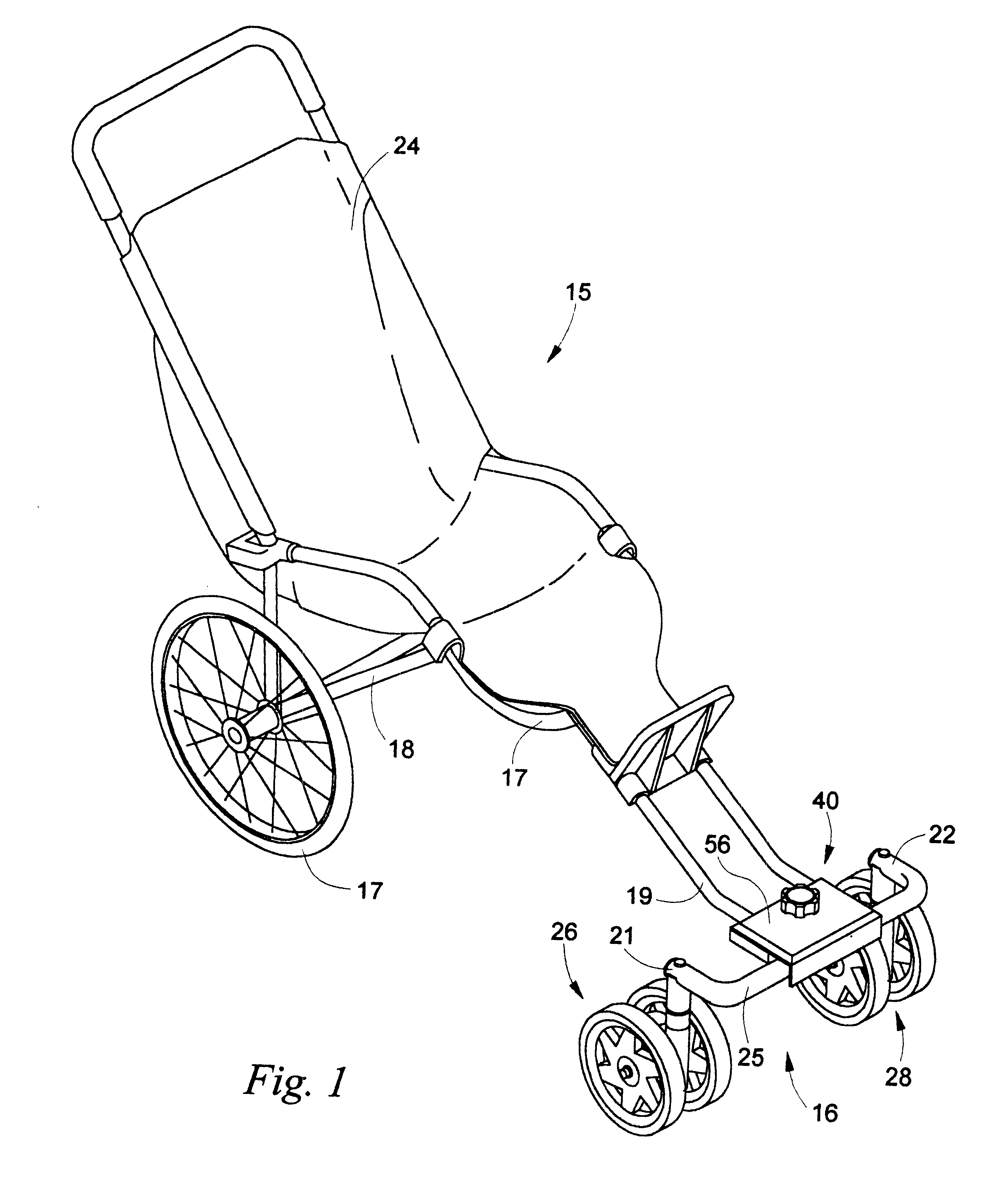 Add-on front wheel castors for jogging stroller