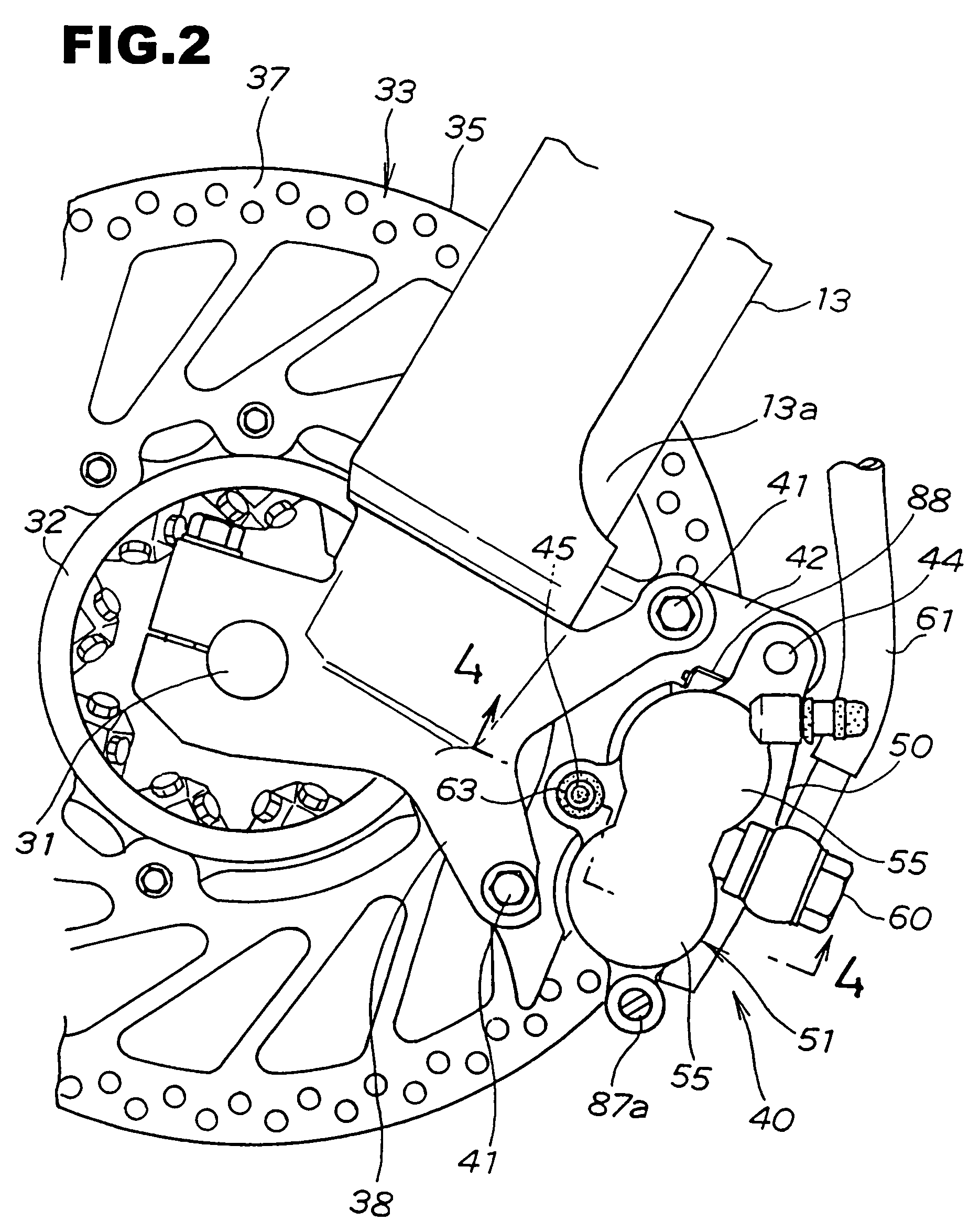 Disk brake unit for motorcycle