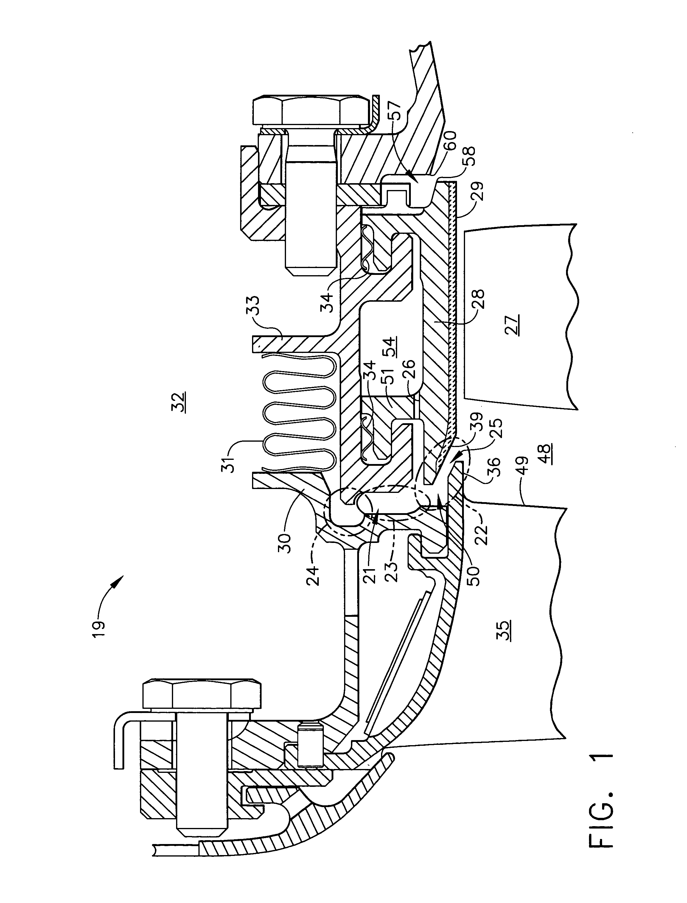 Gas turbine cooled shroud assembly with hot gas ingestion suppression
