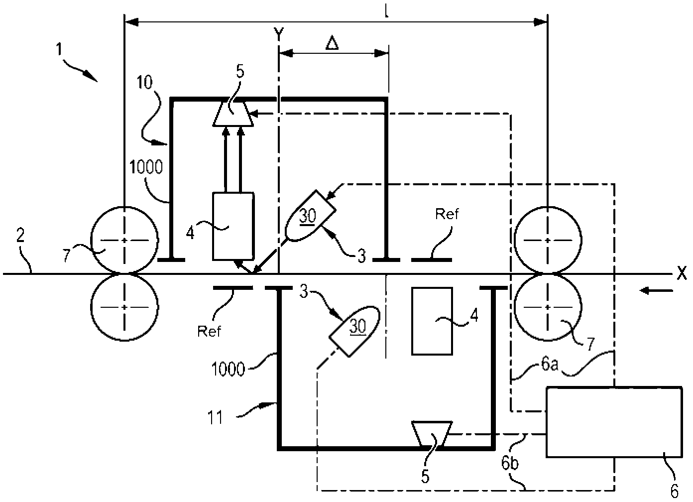 Double-sided document scanner, and associated control method