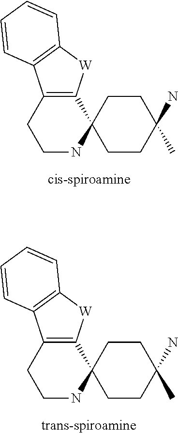 Cis-tetrahydro-spiro(cyclohexane-1, 1' -pyrido[3,4-b]indole)-4-amine Compounds