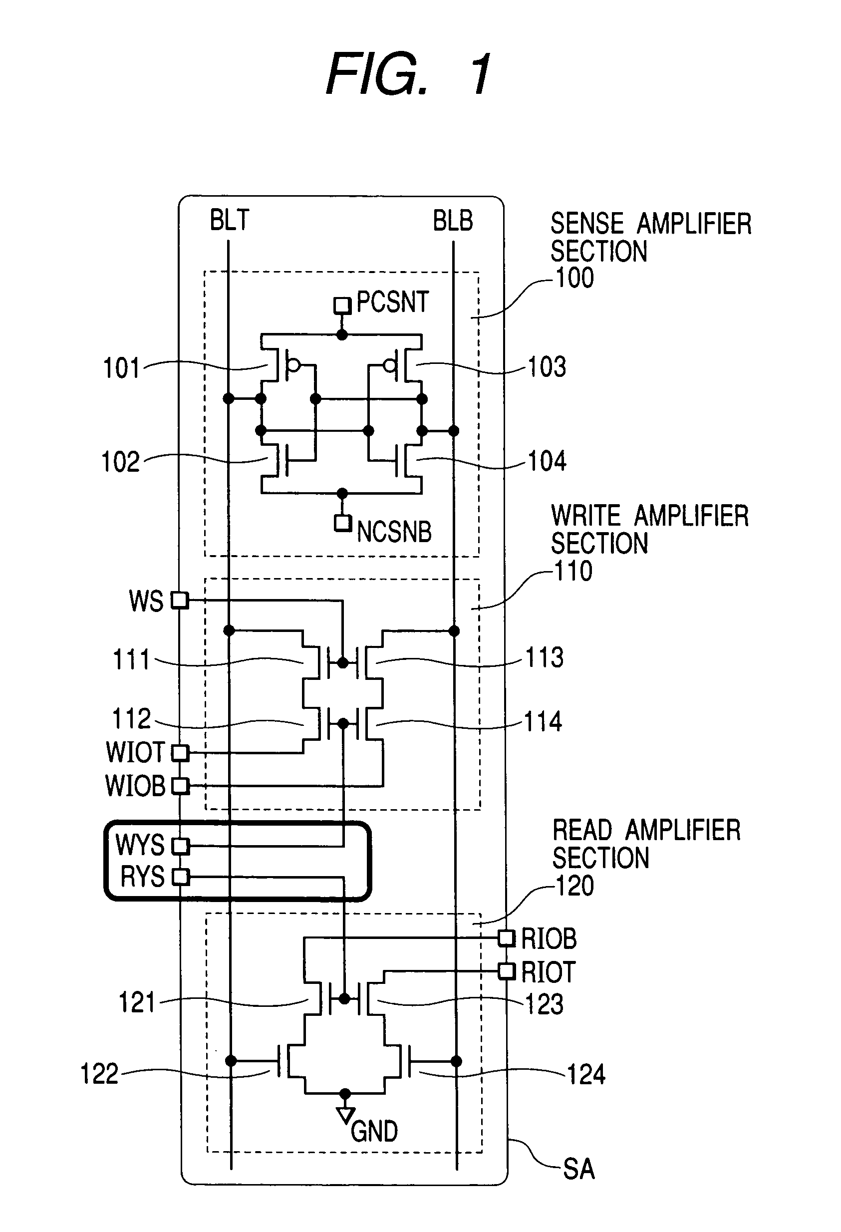 Semiconductor memory device provided with a write column selection switch and a read column selection switch separately