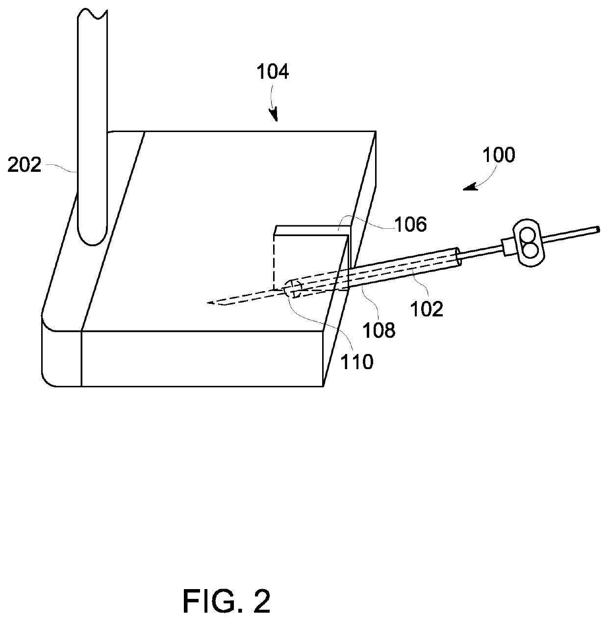 Ultrasound probe with an integrated needle assembly and a computer program product, a method and a system for providing a path for inserting a needle of the ultrasound probe