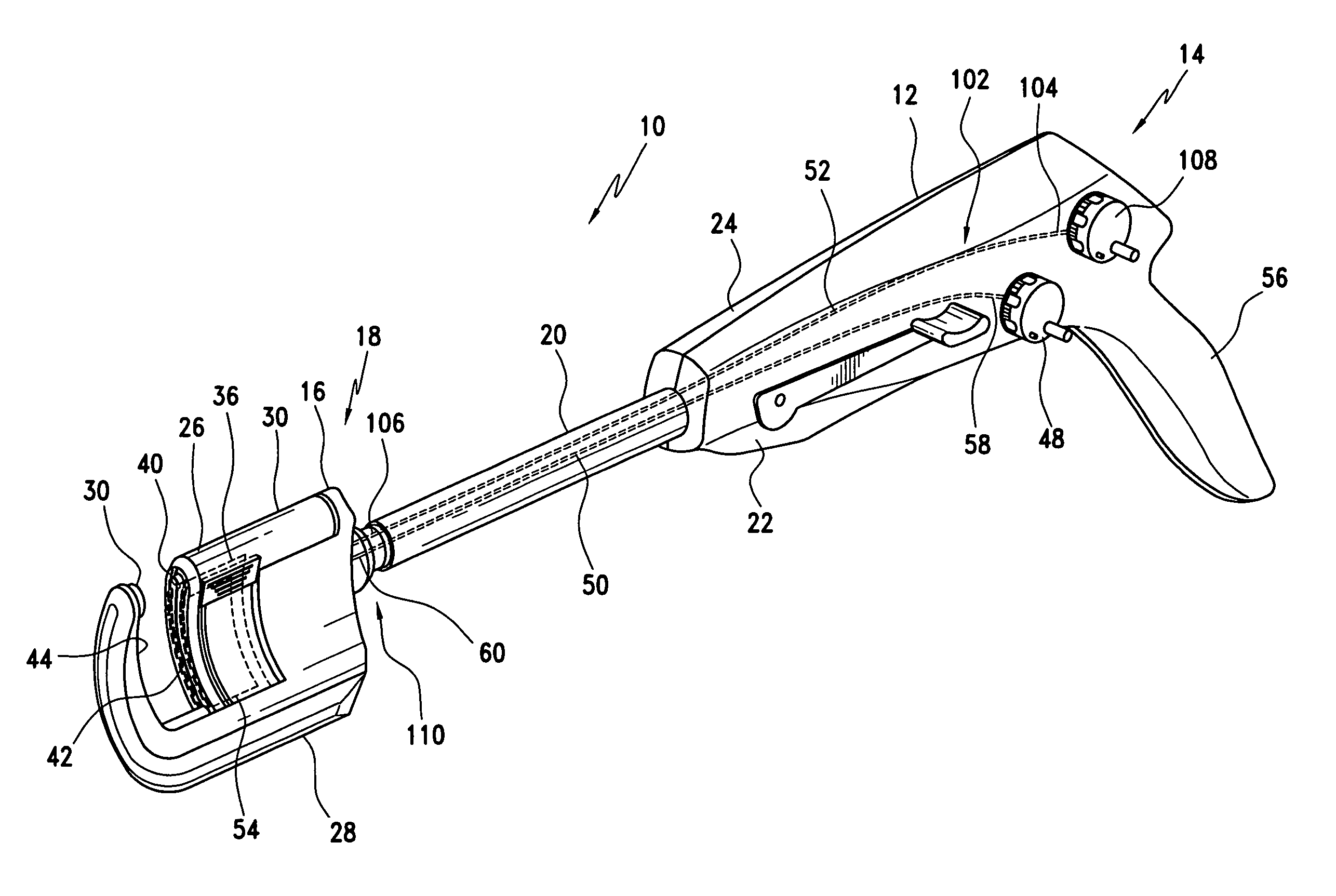 Articulating curved cutter stapler