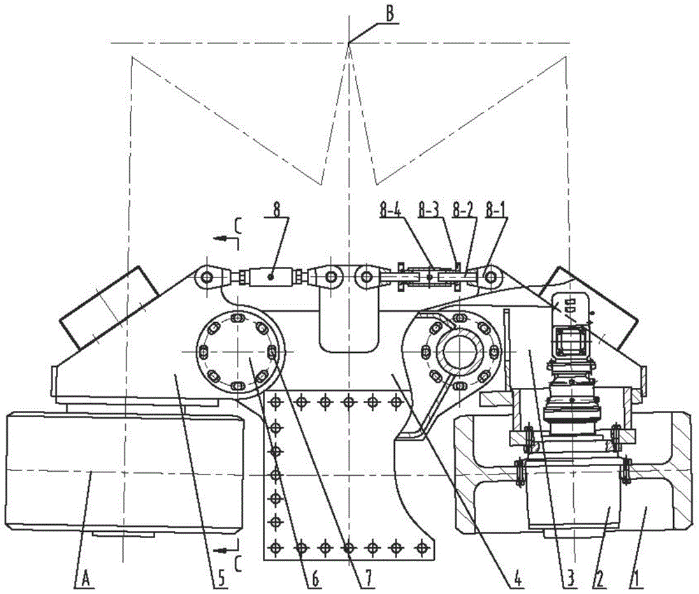 A Device for Adjusting the Axial Angle of an End Beam Traveling Wheel