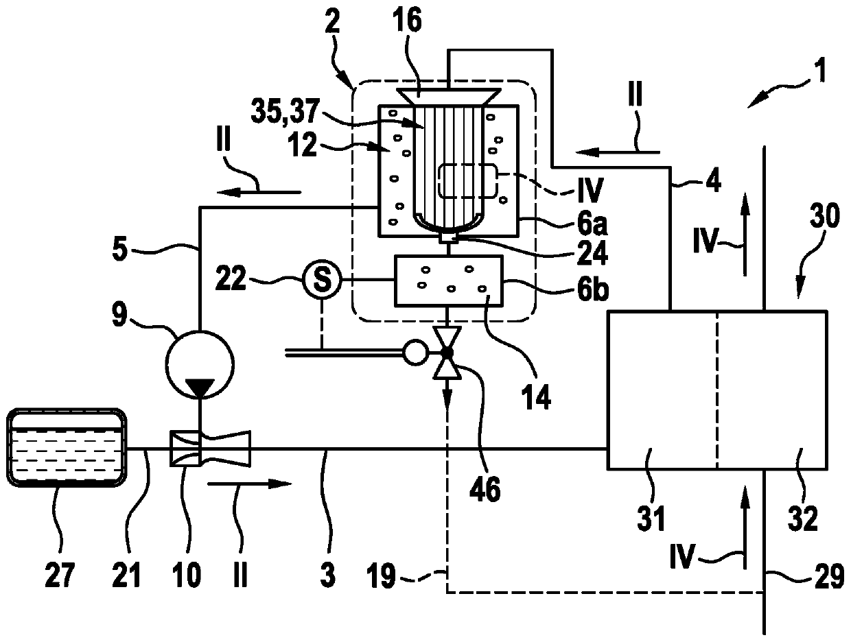 Gas-liquid separator for separating at least one liquid component from gaseous component