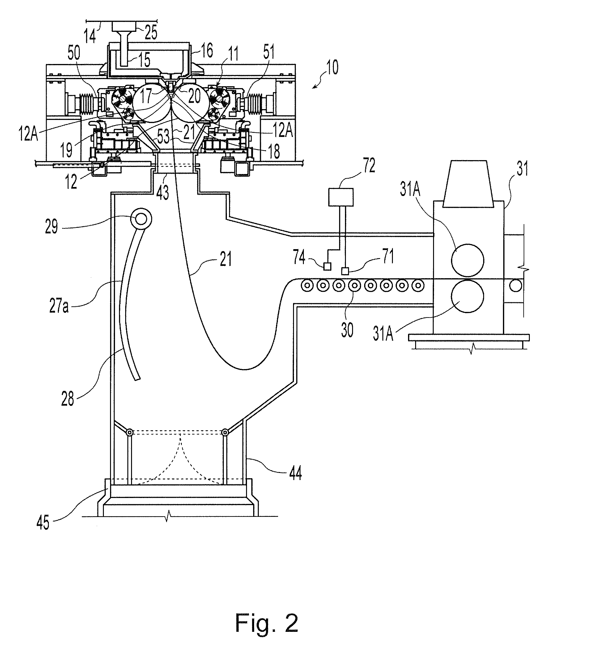 Method for casting metal strip with dynamic crown control