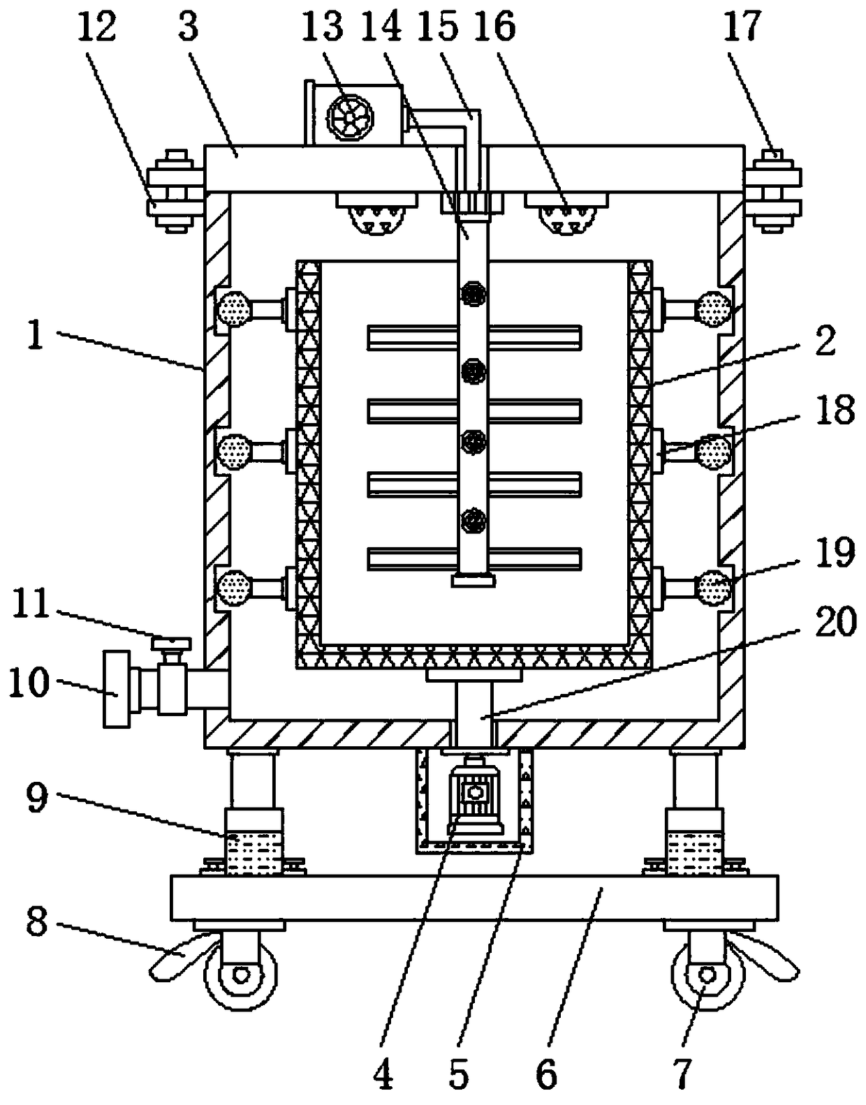 Dehydrating and drying device for vegetable processing