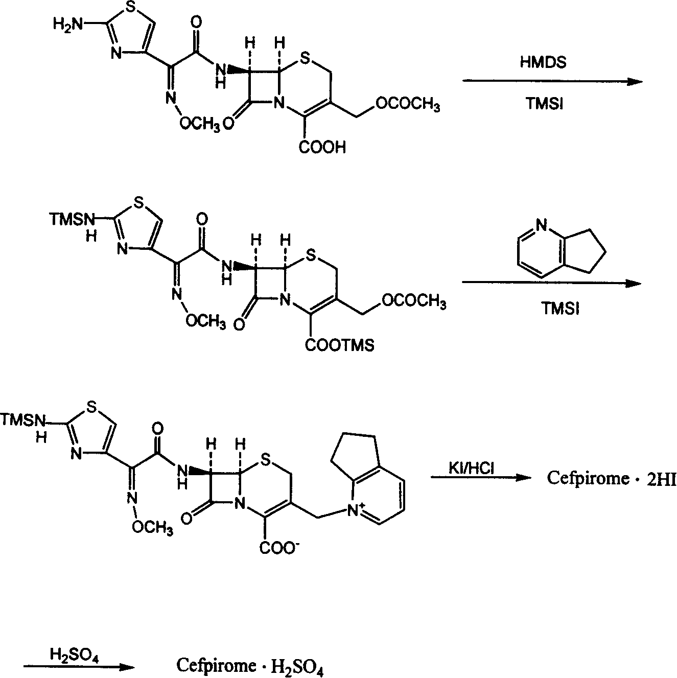 Method for synthesizing cefpirome sulfate