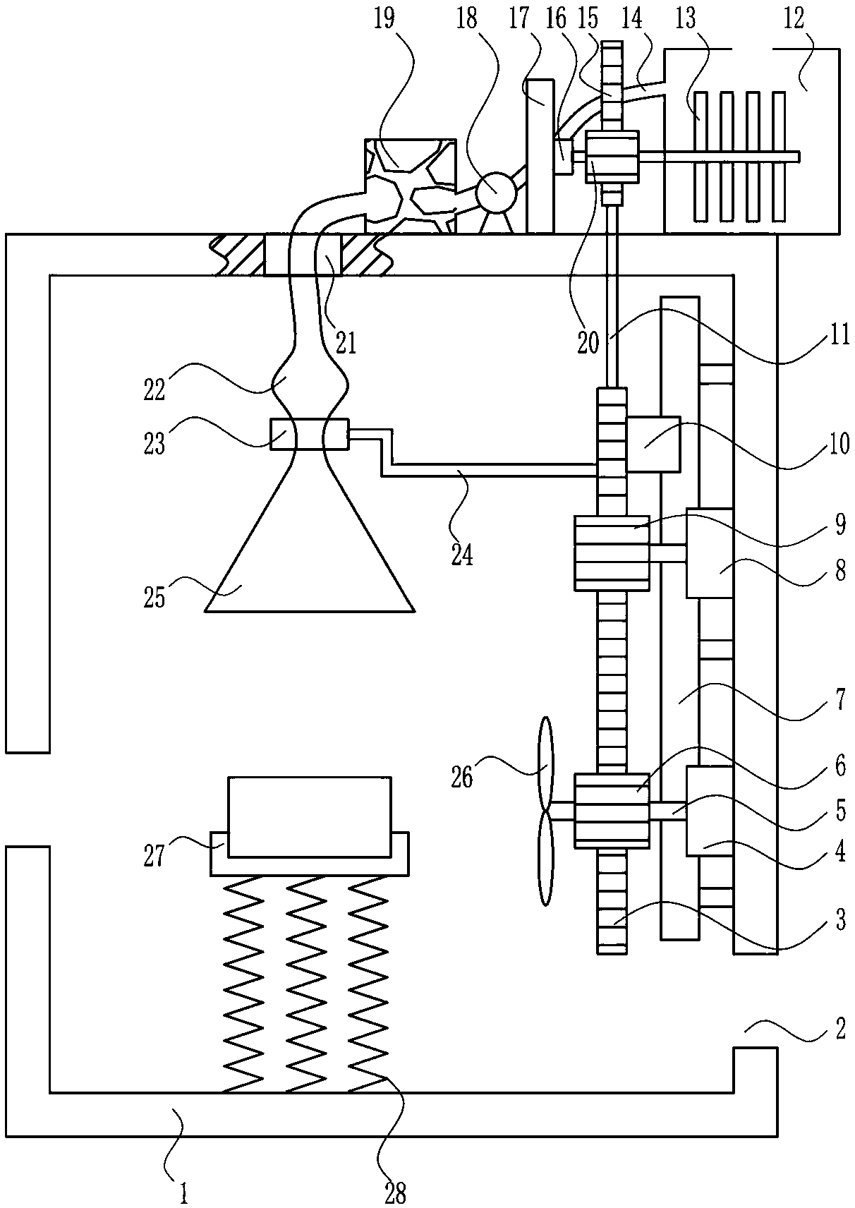 A high-voltage harmonic filter dust removal and heat dissipation device