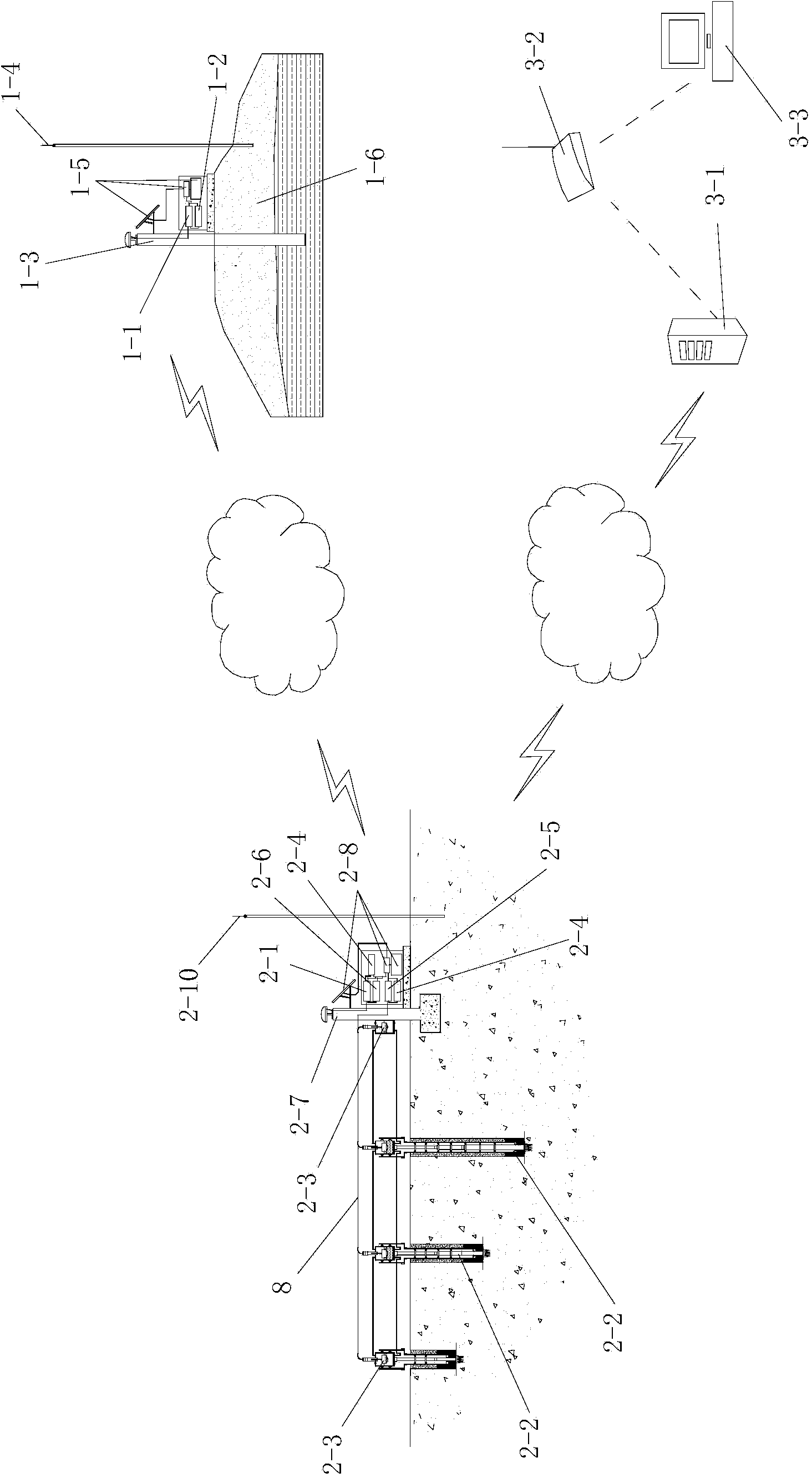 Satellite positioning and static leveling-based layered settlement monitoring system and method