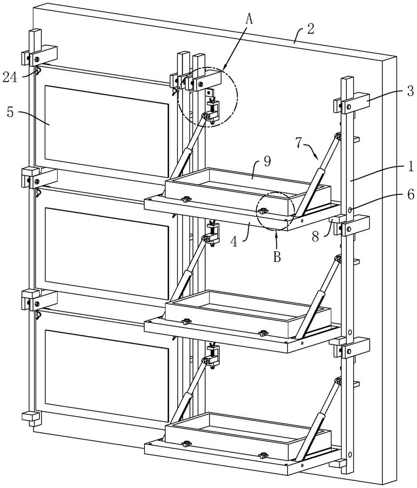 High-strength green curtain wall supporting structure for building and mounting method