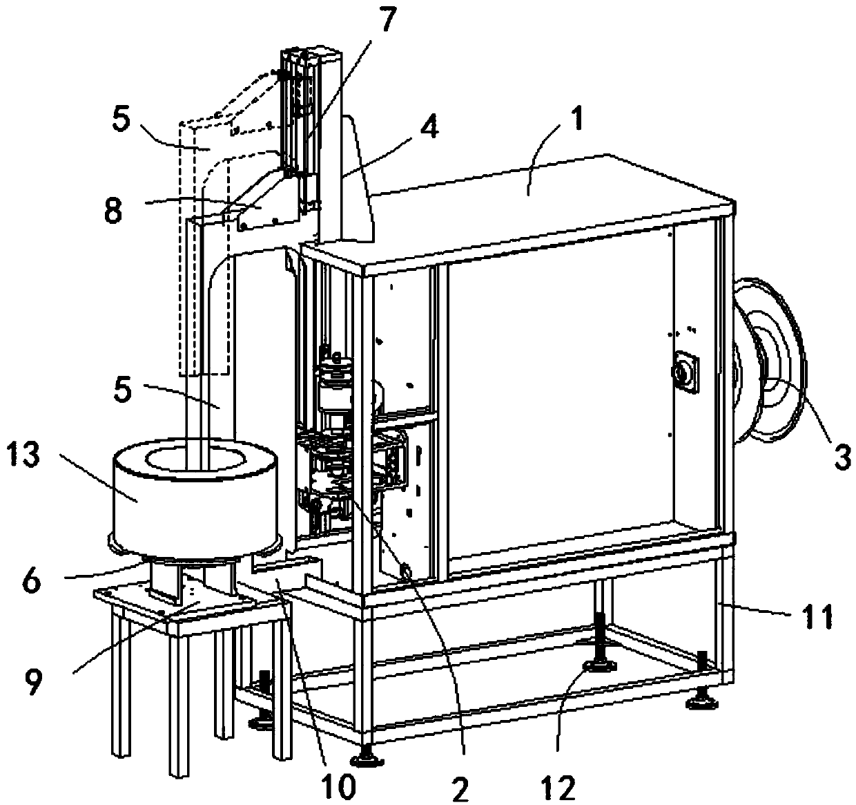 Lateral packing type downward penetrating binding machine