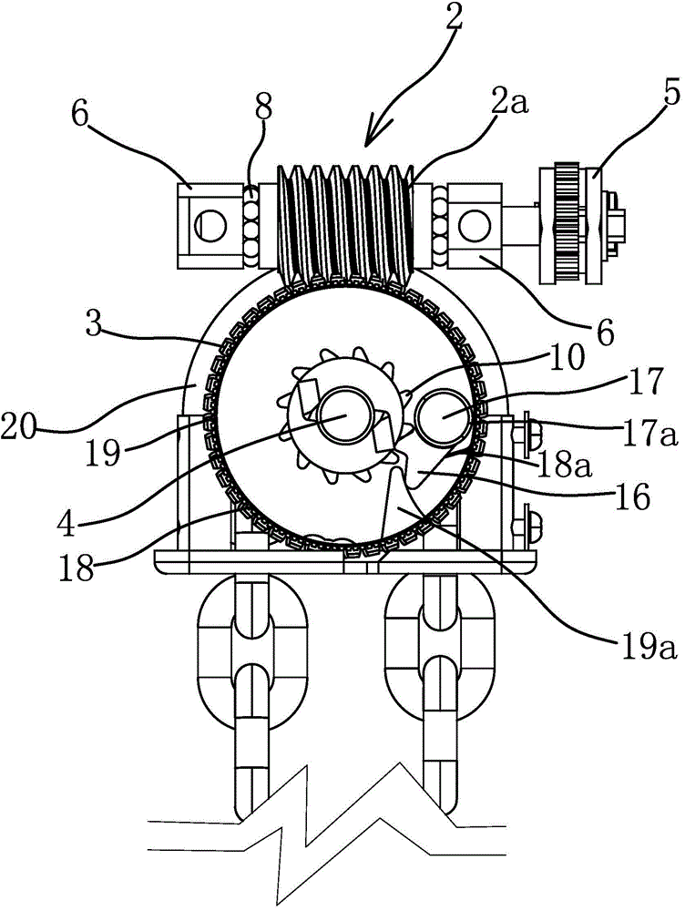 Retracting and releasing device for chain