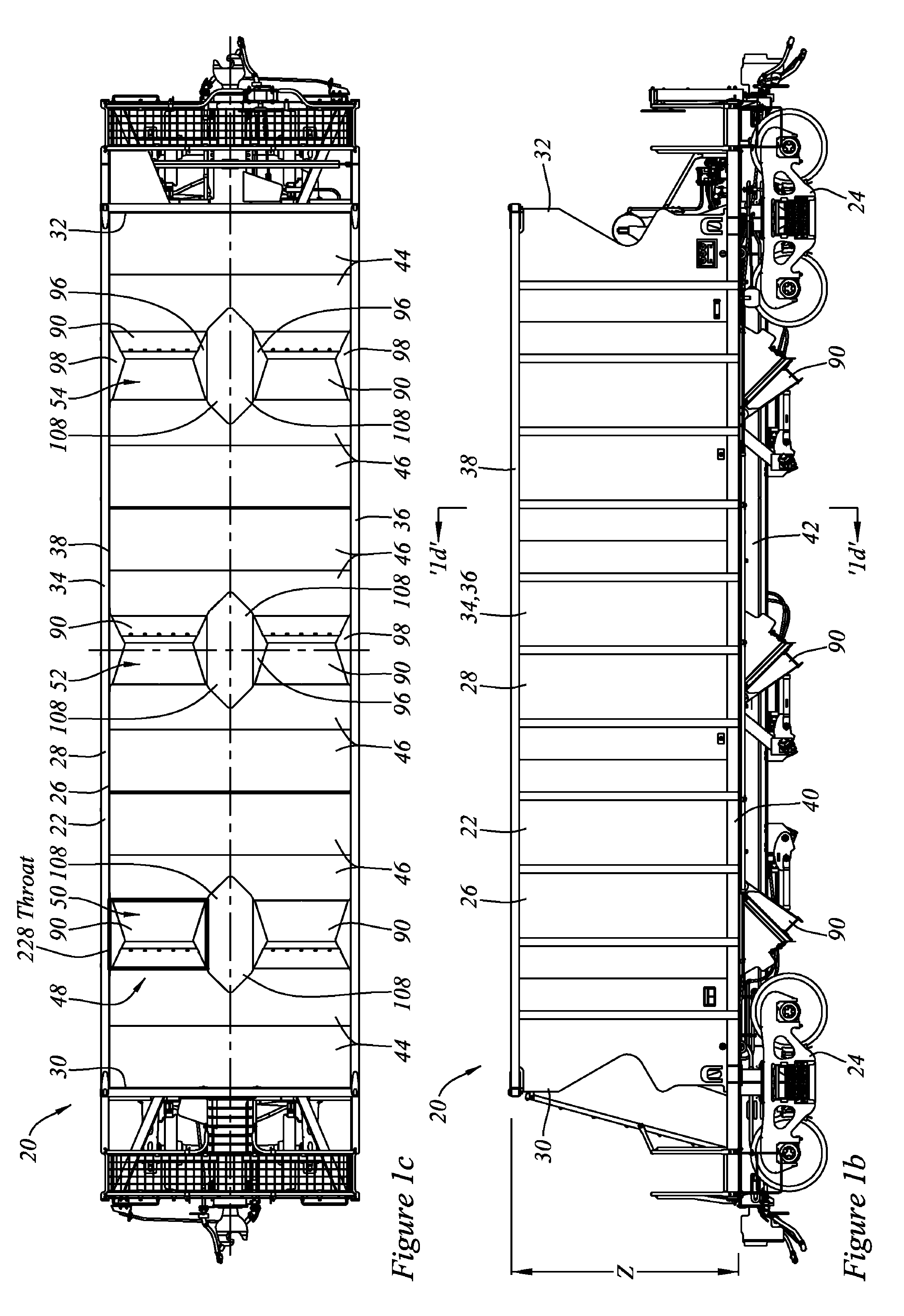 Hopper car with lading dislodgement fittings and method of operation