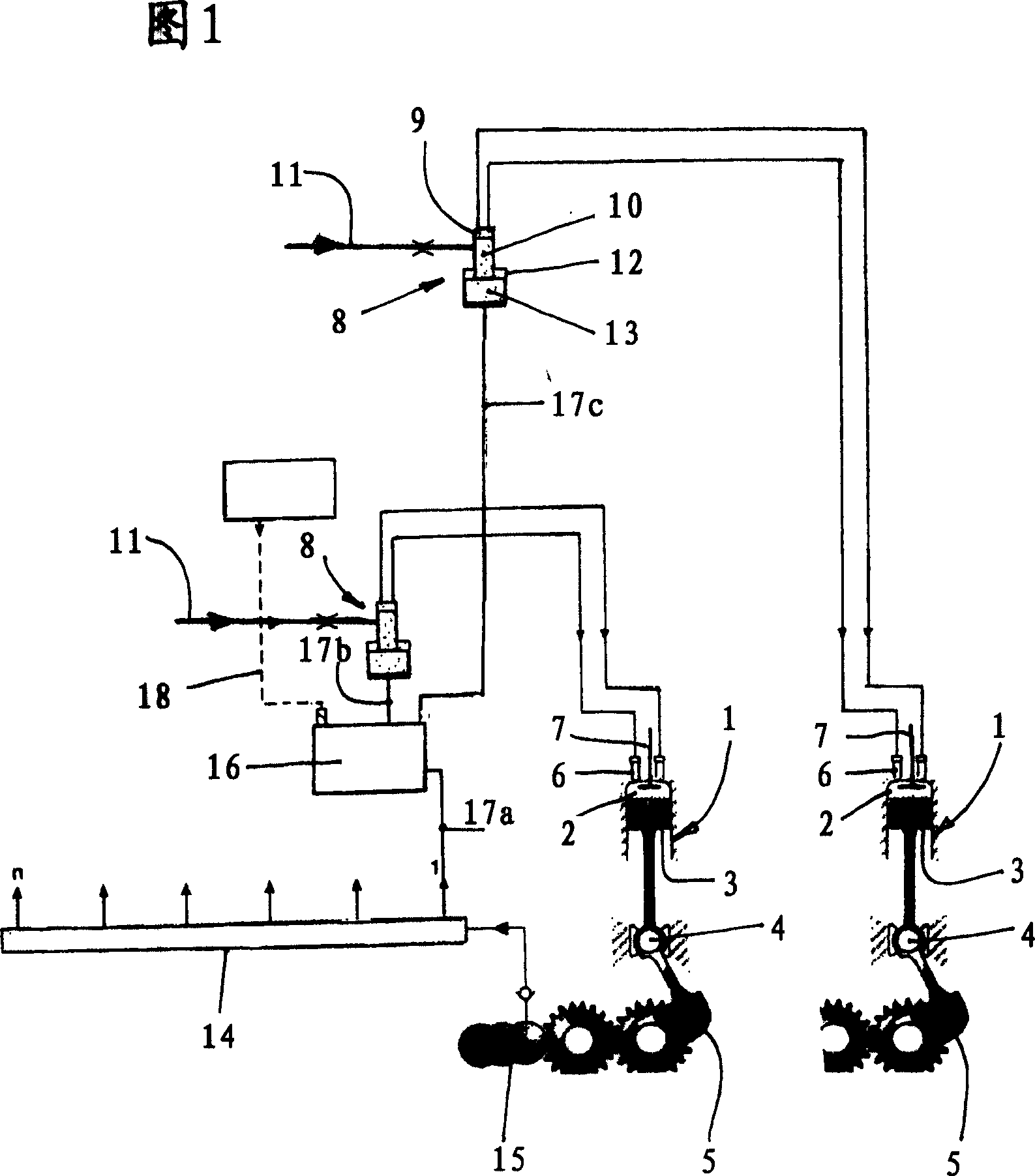 Device for controlling the connection to be displaced temporary of two unit which can be pressurized with pressure medium with pressure medium source