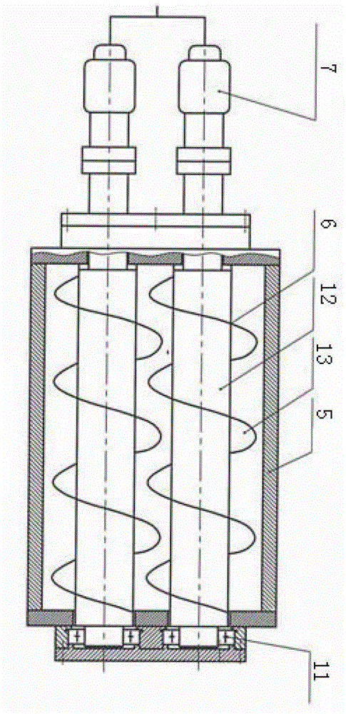 Continuous double-helix asynchronous rubber powder plasticization device