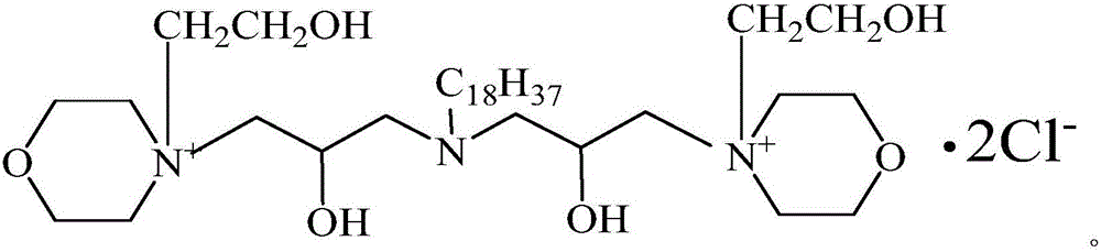 Bi(1-chlorine-N-hydroxyethyl morpholinium-3-hydroxy propyl group)n-octadecylamine quaternary ammonium salt and preparation method thereof