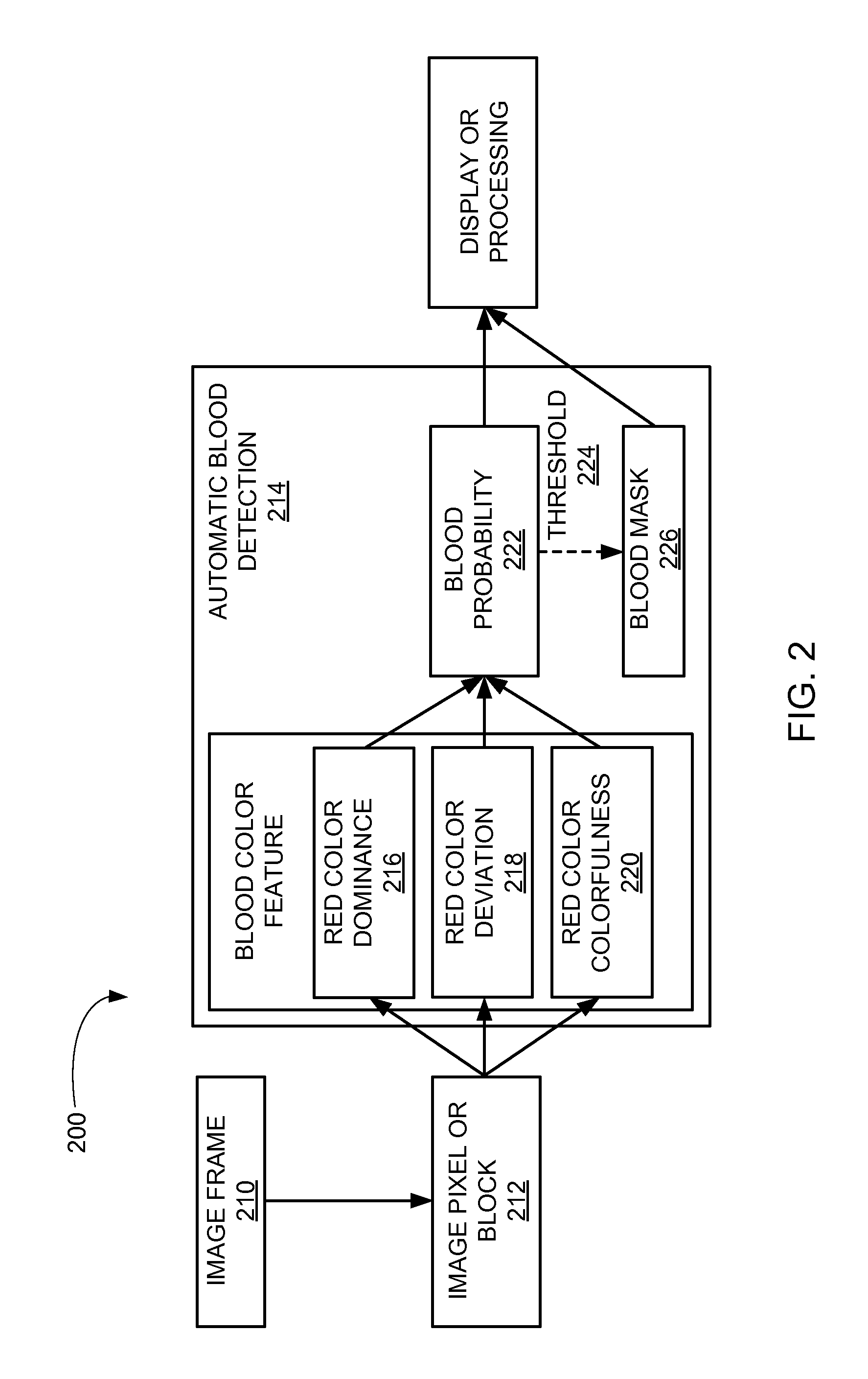Blood detection system with real-time capability and method of operation thereof