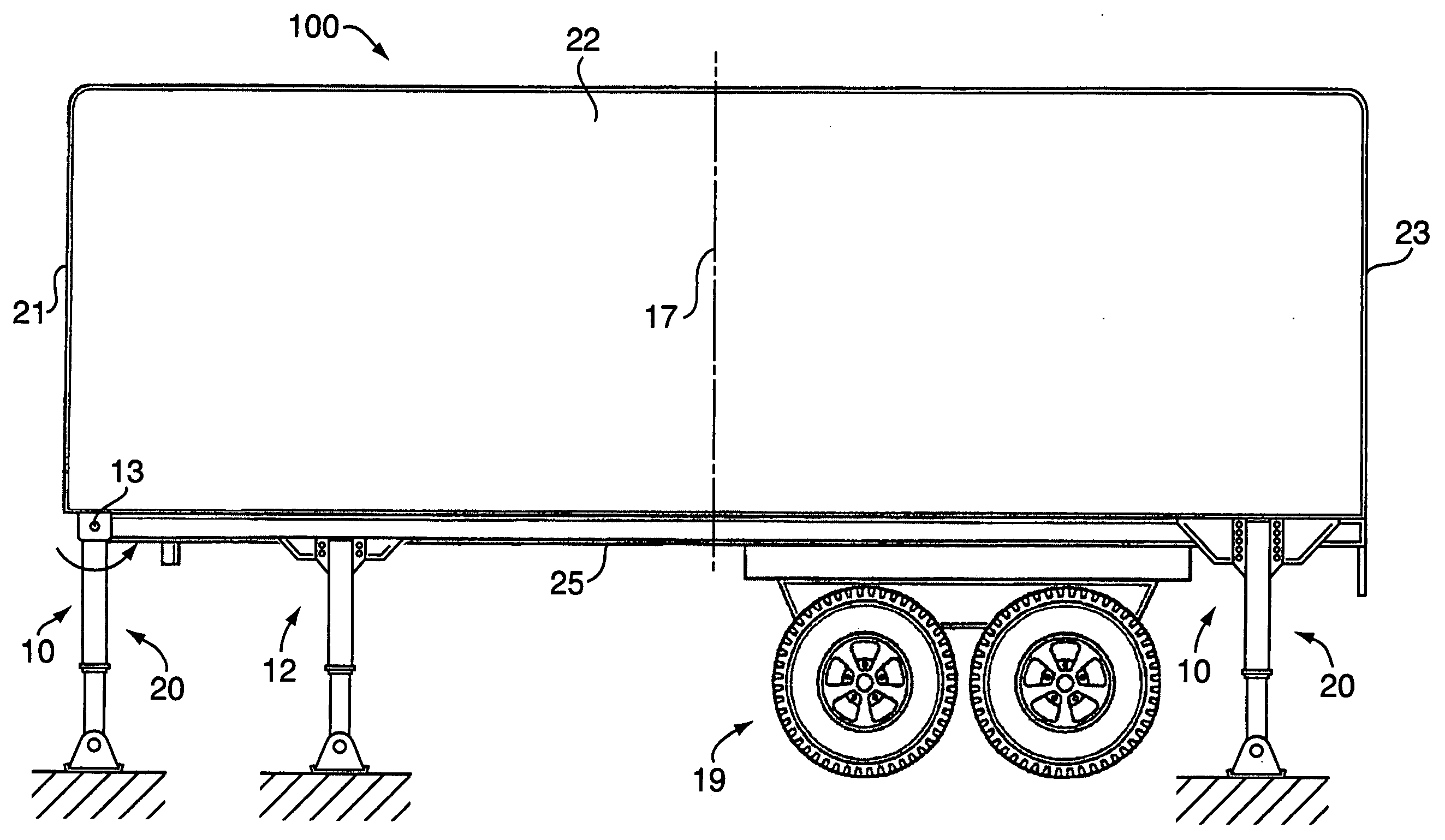 Stabilizing leg apparatus for a trailer
