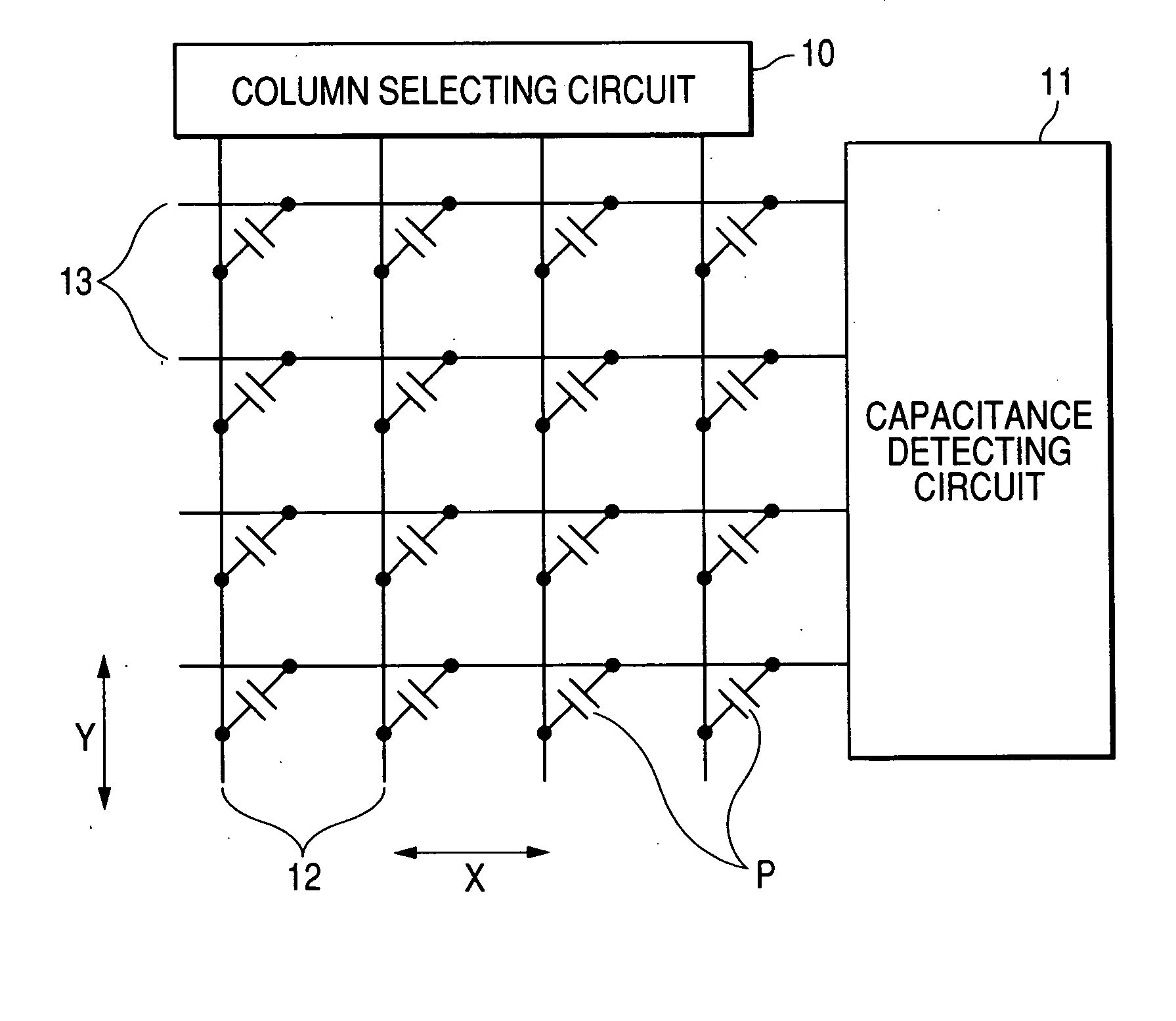 Capacity detecting sensor