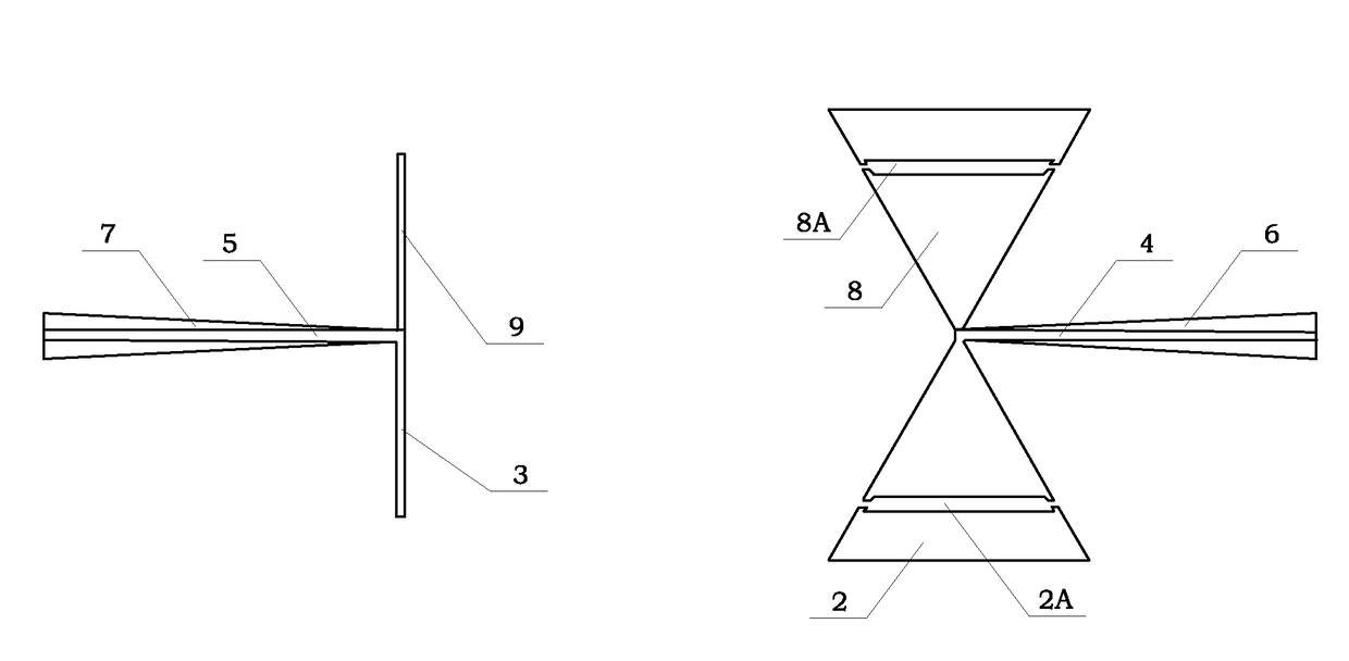 Out-of-band coupled antenna combined by fine-and-straight antenna and bow-tie antenna