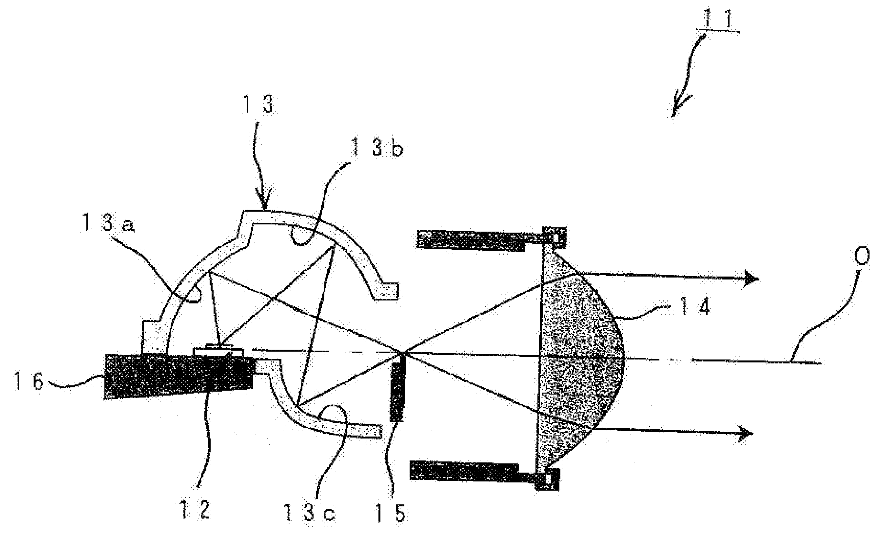 Lamp, optical module, vehicle headlight including the same, and method for controlling color tone of emitted light