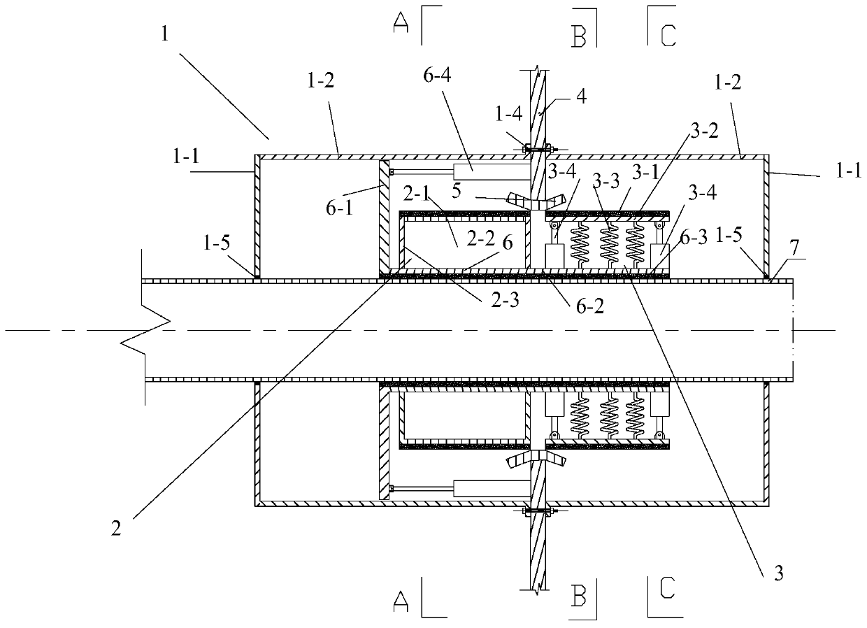 Anti-impact device used for cabin penetrating pipeline of ship