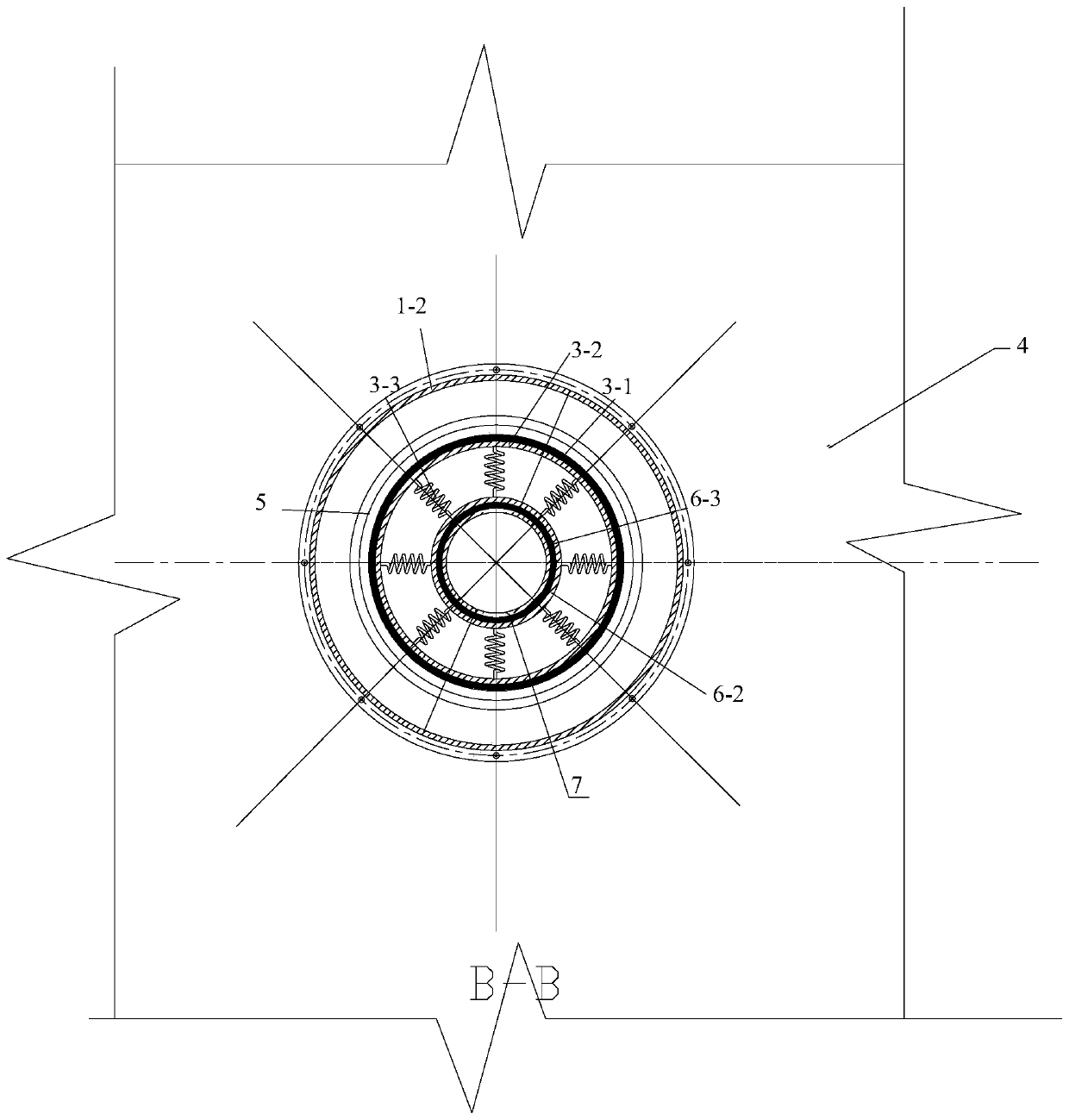 Anti-impact device used for cabin penetrating pipeline of ship