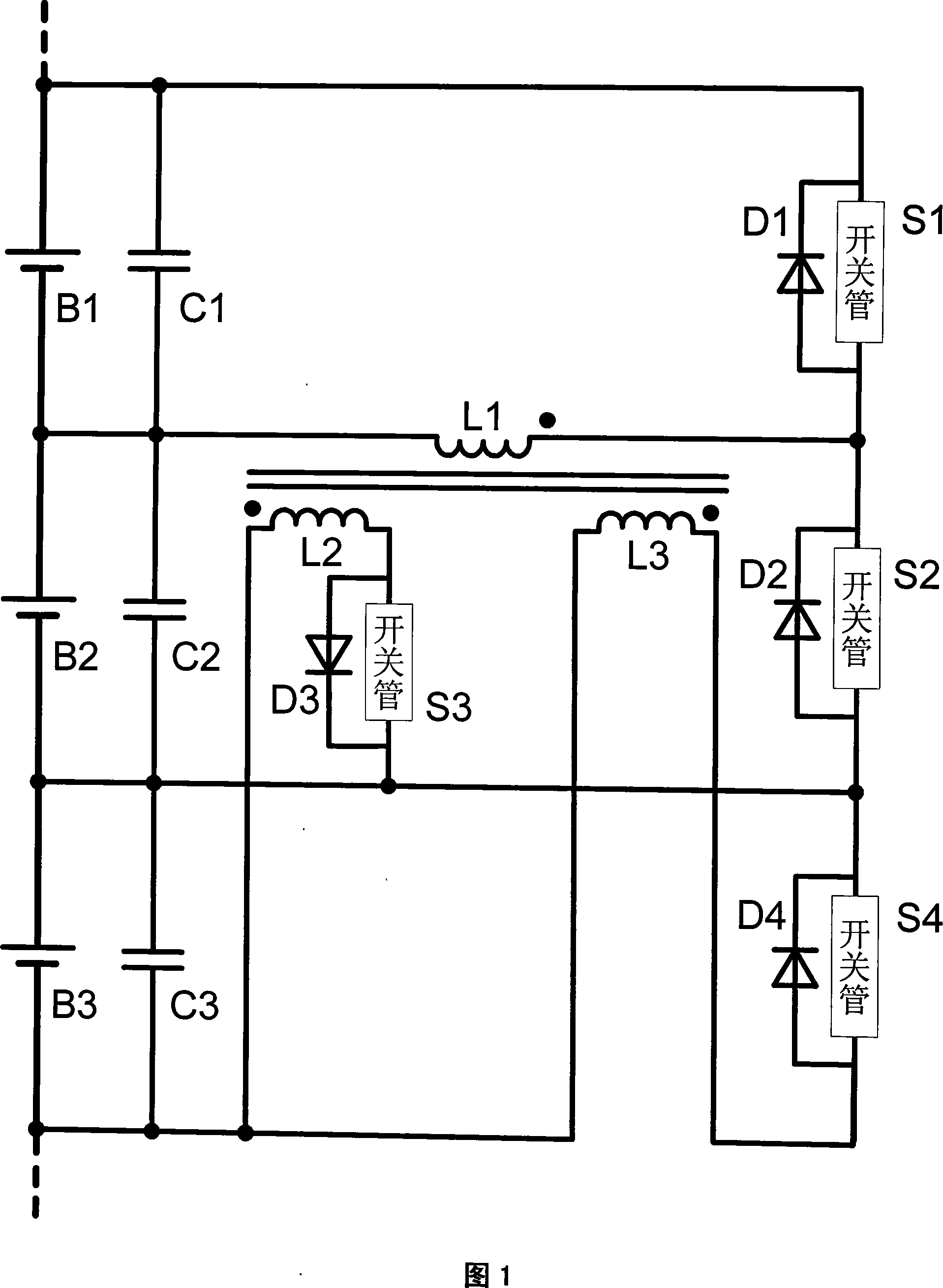 Three-monomer direct equalizer of series connection accumulation power supply