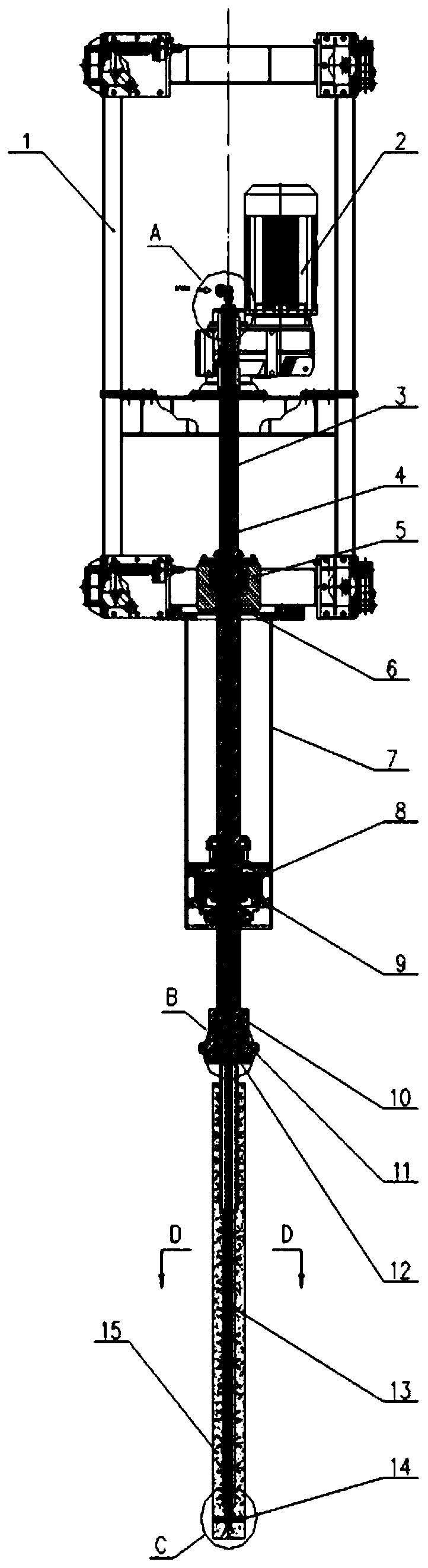 Stirring device for spray-blowing and stirring integrated molten iron desulphurization