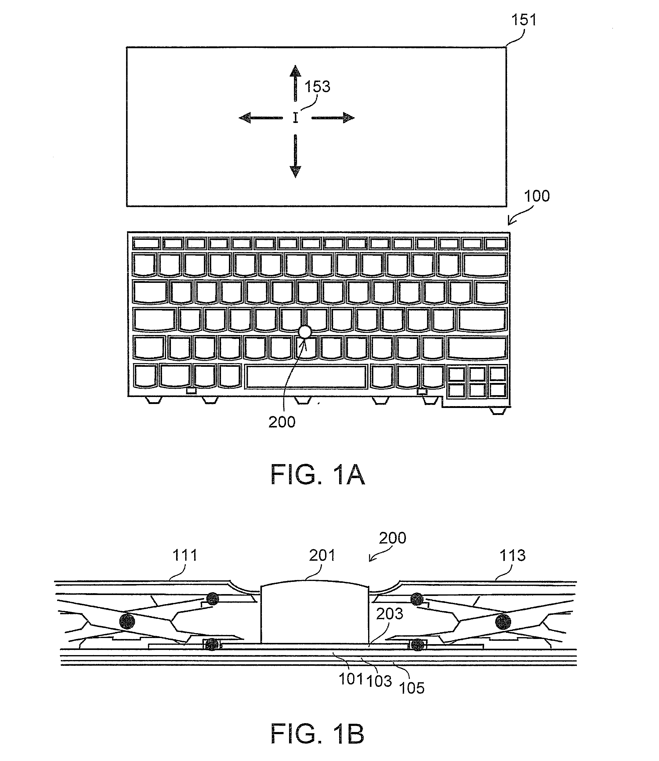 Pointing device for a portable computer