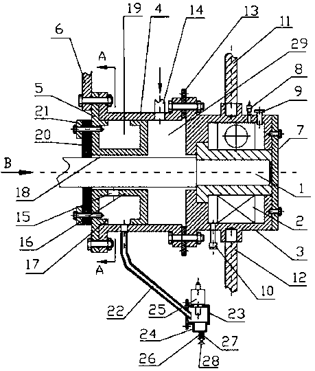 Bucket elevator tail wheel transmission bearing air sealing and dust leakage detection device