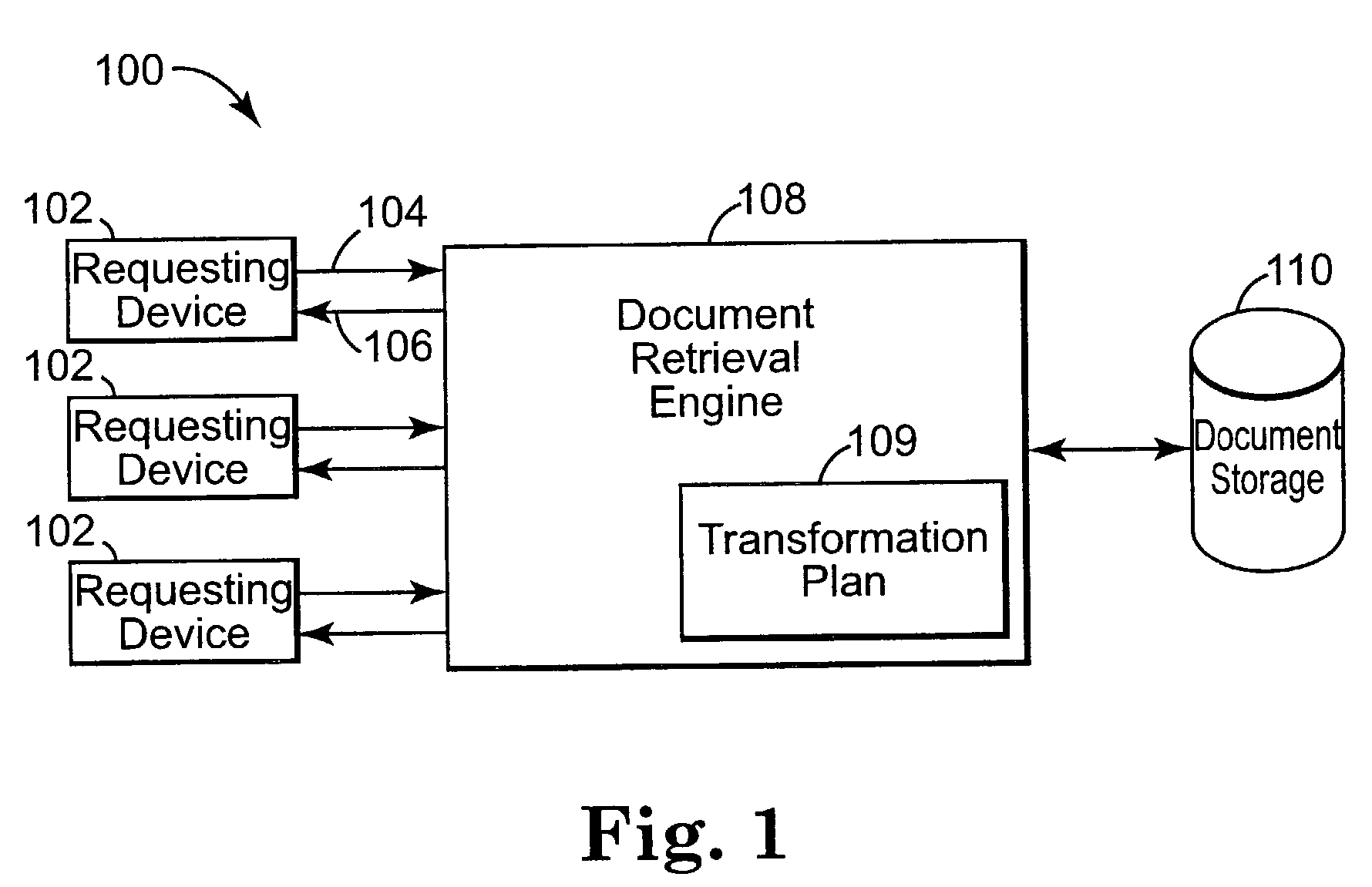 Apparatus and method for responding to search requests for stored documents