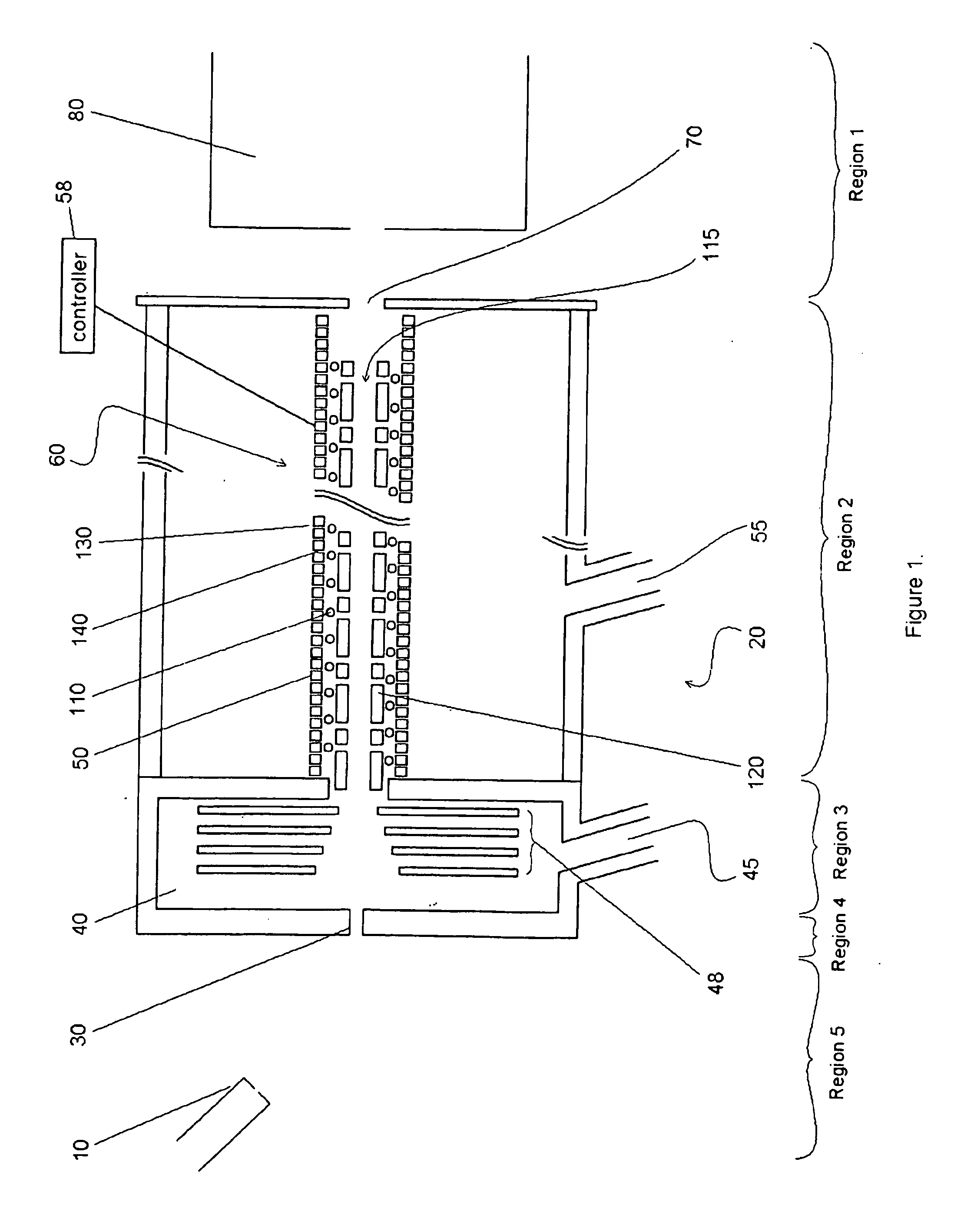 Ion Transfer Arrangement with Spatially Alternating DC and Viscous Ion Flow