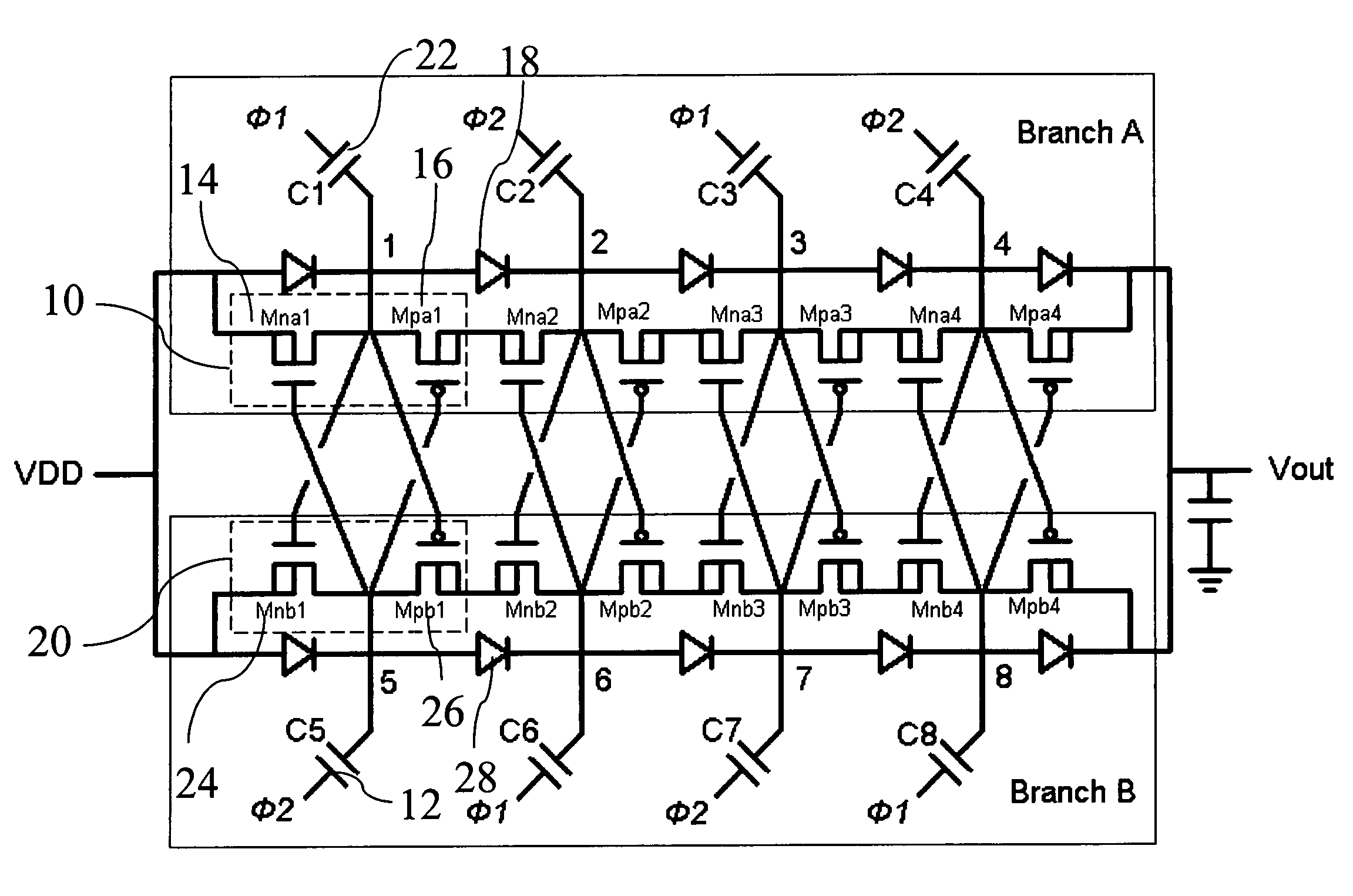 Charge pump circuit suitable for low-voltage process