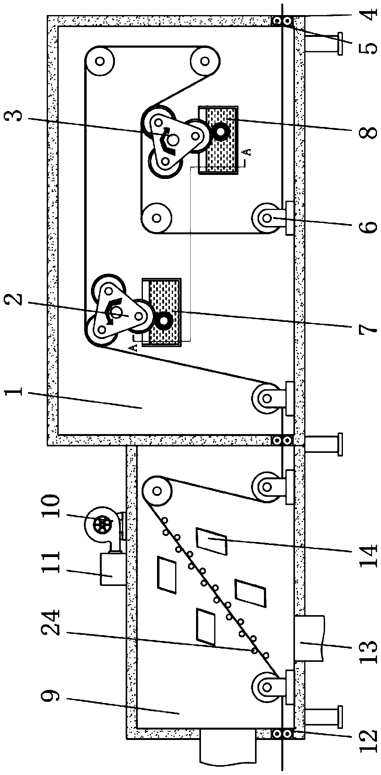 Surface cleaning treatment device for cotton cloth production