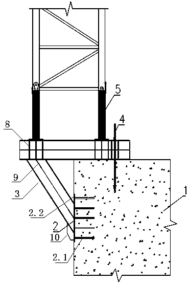Cantilever-type tower crane foundation structure and construction method thereof
