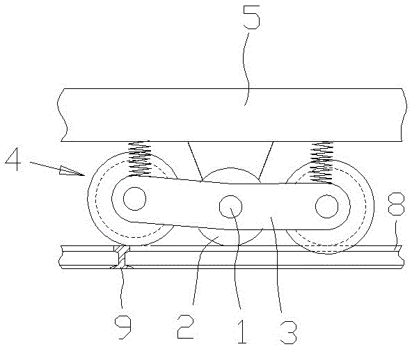 Rail rolling wheel device and seamlessly crossed steel rail matched with same for use